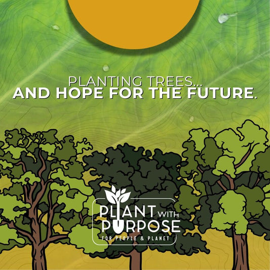 Plant With Purpose image with trees and sun graphic