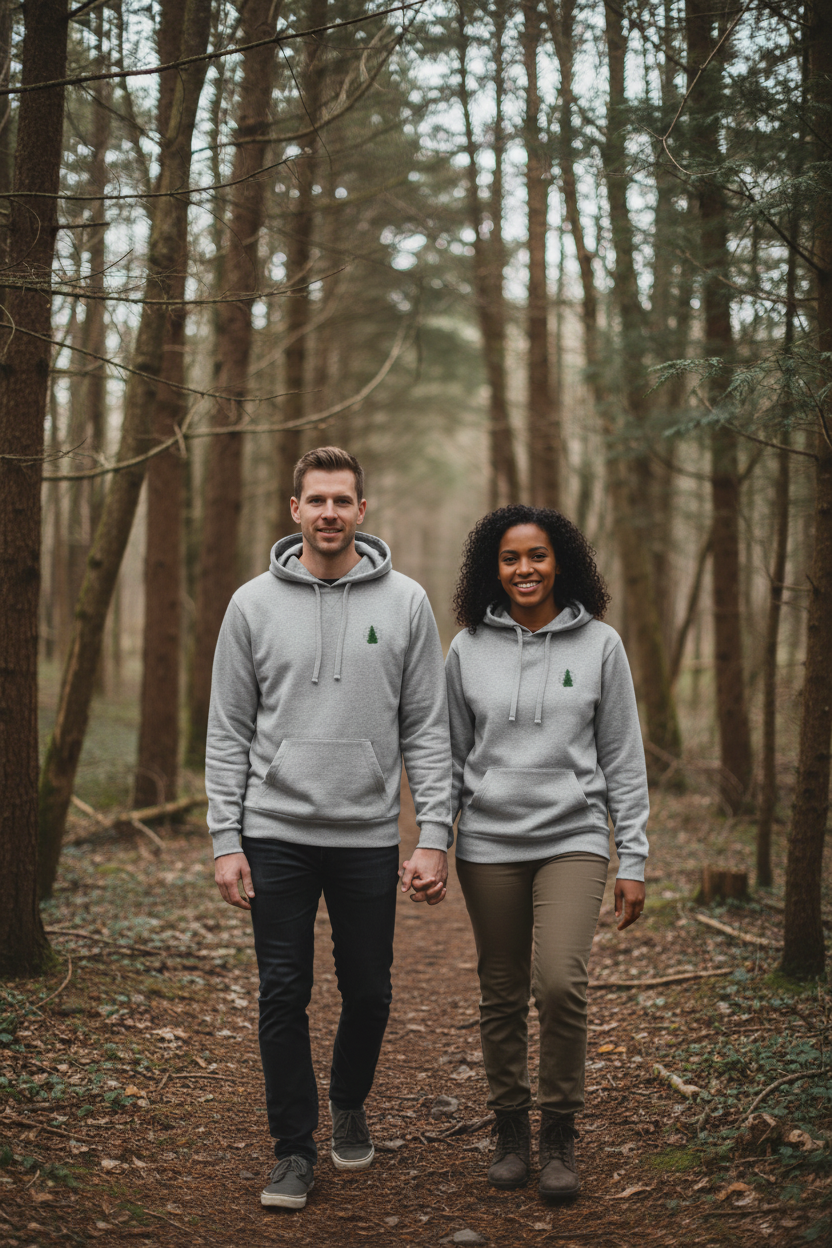 Organic French Terry Pullover Hoodie - Embroidered