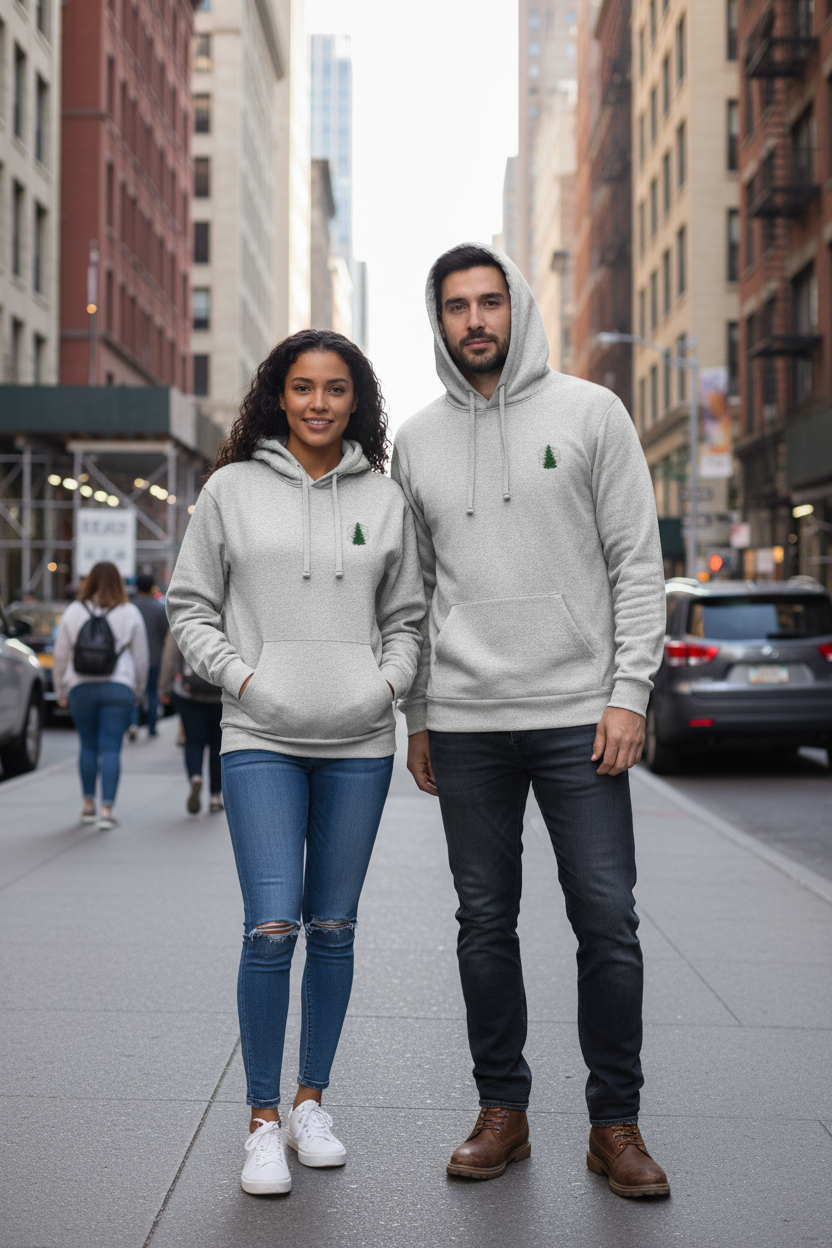 Organic French Terry Pullover Hoodie - Embroidered